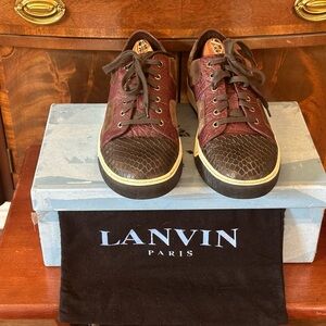 Lanvin Reptile Cap Toe Suede/Leather Sneakers